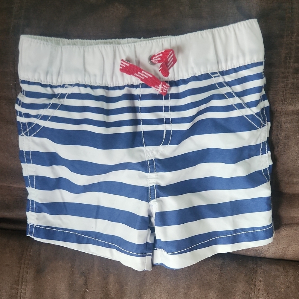 Carter's White and Blue Swim Trunks